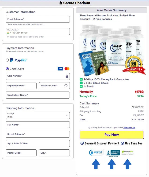 Sleep Lean Official Check Out Page